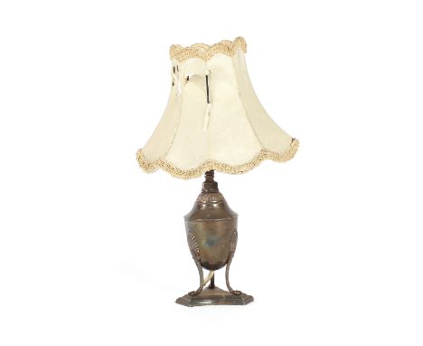 An electro plated urn shape reading lamp, complete with shade