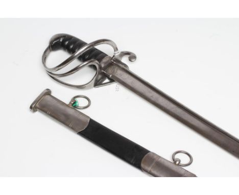 AN 1821/22 PATTERN LIGHT CAVALRY OFFICER'S SWORD, the 33 1/4" pipe backed and spear point blade stamped with broad arrow and 