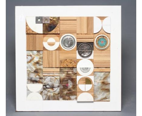 GERARD FRENCH (1927-2001), "Vertical Balance", mixed media on wood panel, signed and inscribed verso, also with numbered labe