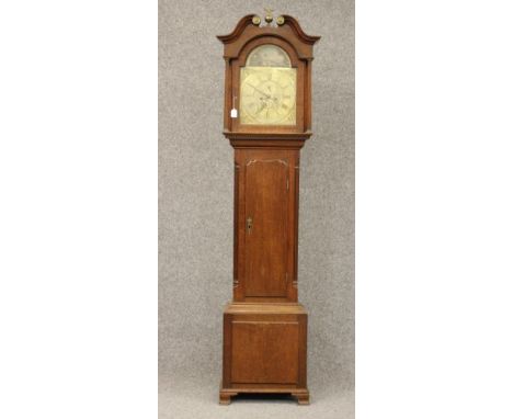 AN OAK LONGCASE CLOCK by John Lawson, Bradford, late 18th century, the eight day movement with anchor escapement striking on 