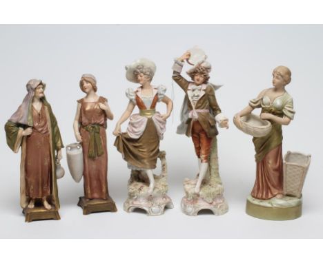 A COLLECTION OF SMALL ROYAL DUX FIGURES, early 20th century, comprising a pair of 18th century style dancers, models 313, pin