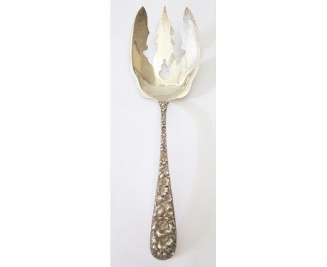 An American Sterling Silver Serrving Fork by Steiff, 124g, 24cm 