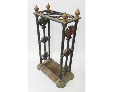 A George V Cast Iron Stick Stand with GR cypher, according to the vendor from a WWII Spitfire airfield, 63x37cm 