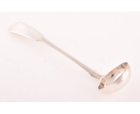 A George IV Scottish silver toddy ladle, hallmarked Glasgow 1821, by&nbsp;Peter Aitken I, with a round shaped bowl, fiddle pa