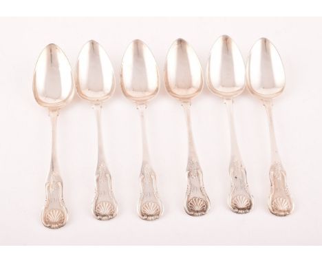 A set of six George IV Scottish silver tea spoons hallmarked Glasgow 1830, by David McDonald, Kings pattern, engraved initial