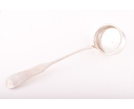 A 19th century Russian silver soup ladle, hallmarked Moscow T.T 1873, by Meier Morduch Vulfovich Shakov, oval bowl, fiddle pa