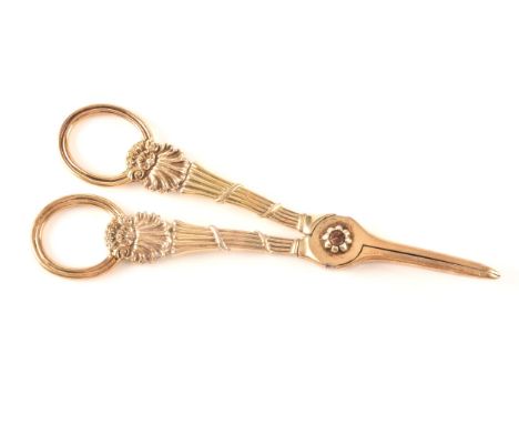 A pair of George IV silver gilt grape scissors, hallmarked London 1824 by William Eley (II), Charles Eley &amp; Henry Eley, w