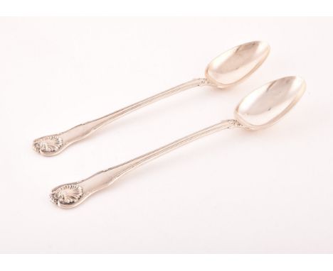 A pair of William IV silver basting spoons, hallmarked London 1837, by William Eaton, Kings hawk pattern, 31.5cm long, 12.8 o