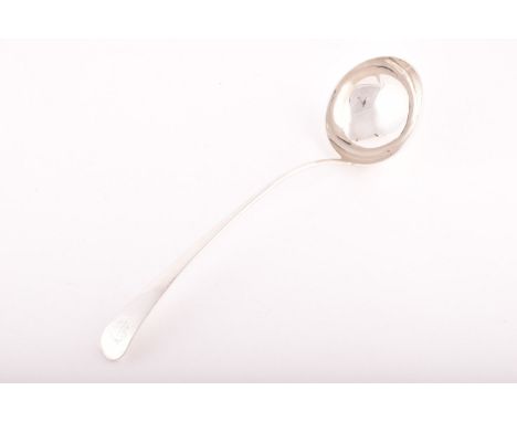 A George III silver ladle, hallmarked London 1790, by Richard Crossley, with a round shaped bowl and old English pattern, ins