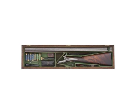 A Cased 12-Bore Pin-Fire D.B. Sporting GunBy J. Purdey, 314½ Oxford Street, London, No. 6186 For 1861With browned damascus tw