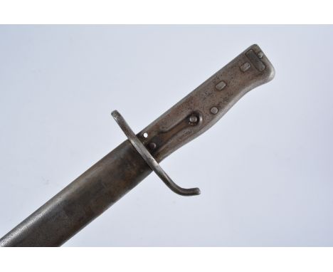 German bayonet, all steel hilt and scabbard, blade 31cm.