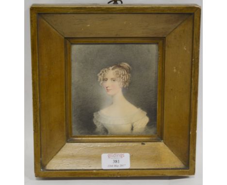 English School, 19th Century, head shoulders portrait study of a young girl, watercolour, 12cm x 11cm, and a Victorian style 