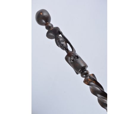 African carved hardwood walking stick.