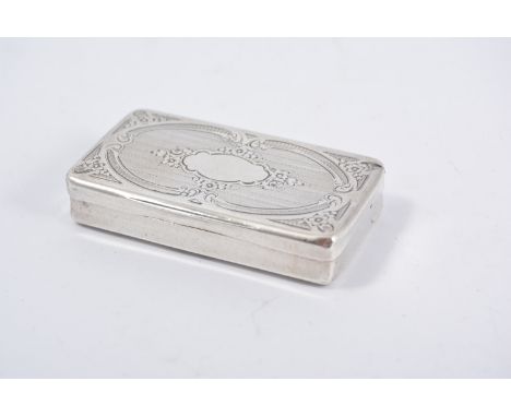 French silver snuff box, engine turned cover, gilt interior