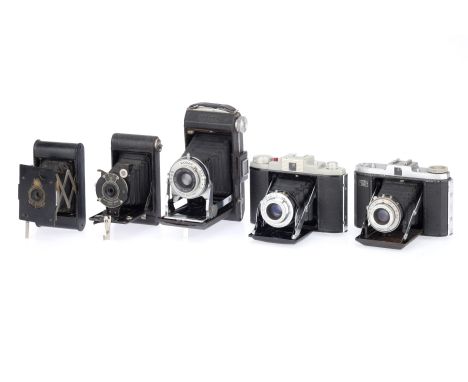 A Selection of Folding Cameras, comprising a Kodak Six 20, shutter not working, body P, viewfinder cracked, a Kodak 66 model 