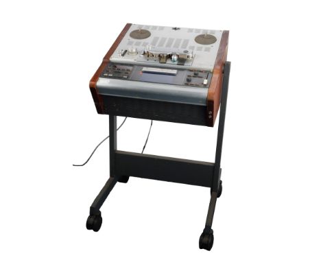 A Studer A807 MK I 3.75/7.5/15 ips Tape Machine Reel to Reel Recorder, silver &amp; wood, in F-G condition, unit LEDs light u