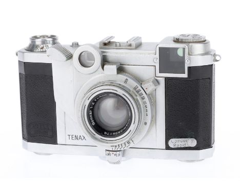 A Zeiss Ikon Tenax II 35mm Rangefinder Camera, chrome, serial no. 90726, body G, rangefinder patch visible, shutter working, 