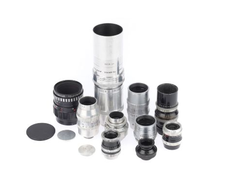 A Selection of Cine Lenses, to include a Dallmeyer f/1.9 1", barrel F-G, optics F with light fungus, a Cooke Telekinic f/4.5 