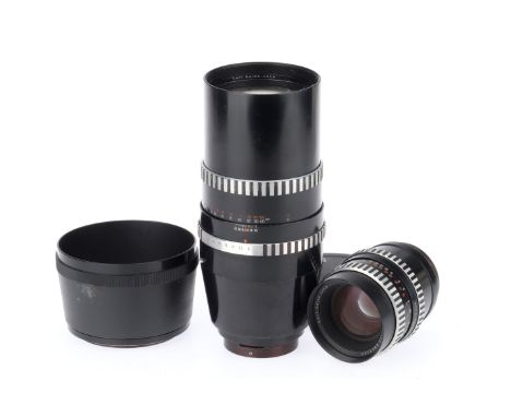 A Pair of Lenses for Pentacon 6 Cameras, comprising a Carl Zeiss Jena Biometar f/2.8 120mm, barrel G, optics F with internal 