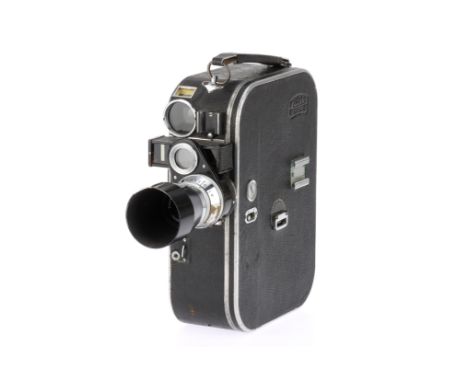 A Zeiss Ikon Movikon Cine Camera, black, body F-G, serial number W14500, runs, with Carl Zeiss Jena Tessar f/4 7.5cm lens, ba