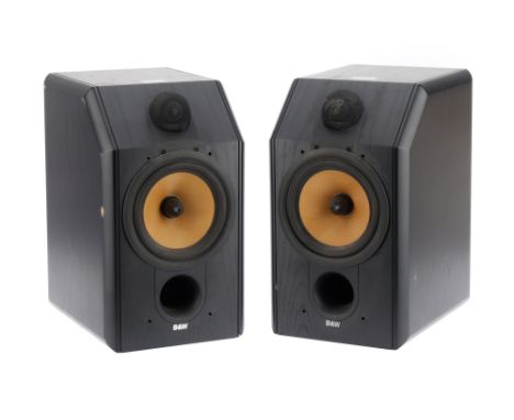 A Pair of Bowers &amp; Wilkins CDM1 Special Edition Hi Fi Speakers, black, condition G, serial number 024315 has a chip to th