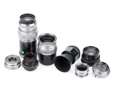 A Selection of Camera Lenses, to include a Schneider-Kreuznach Xenar f/2.8 37.5mm, serial number 2065870, optics F-G with haz