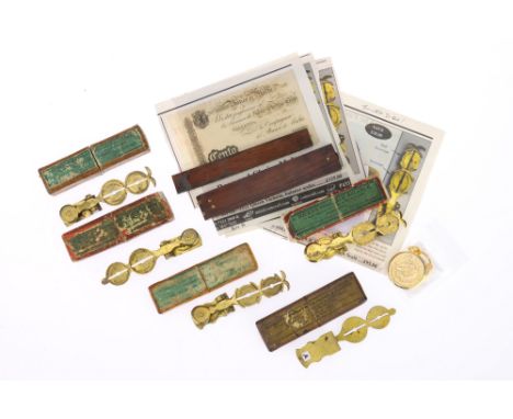 A Selection of Victorian Coin Scales for Sovereign and Guinea, to include examples by Simmons and J. Bourn, to measure Sovere