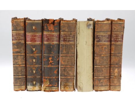 Bound Copies of British Journal Of Surgery, First Edition of First Issues in leather bound volumes from volume 1 Number 1 bou
