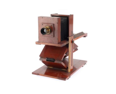 An Unusual Quarterplate Scientific/Microscope Camera, English, c.1880, unsigned, constructed of French polished mahogany &amp