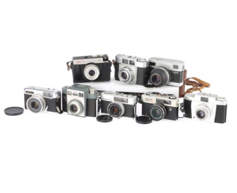 A Selection of Various 35mm Film Cameras comprising an Agfa Silette Type 3, a Kodak Auto Colorsnap 35, a Konica C35 rangefind