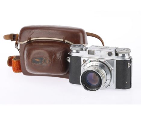 A Voigtlander Prominent 35mm Rangefinder Camera 1951 model, serial no.B 13117, with an Ultron f/2 50mm lens, shutter sticking