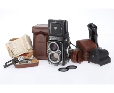 A Rollei Rolleiflex 2.8F Model K7F Medium Format TLR Camera black, 1960-65, serial no.2443260, with a Carl Zeiss Planar f/2.8