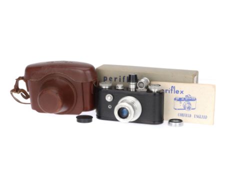 A Corfield Periflex I Camera, black, serial number 3482A, body G, shutter works, advance works, with Corfield Lumar f/3.5 50m