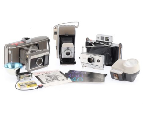 A Group of Polaroid Instant Folding Land Cameras comprising a Polaroid Model J66, a Polaroid Model 80B and a Polaroid Automat