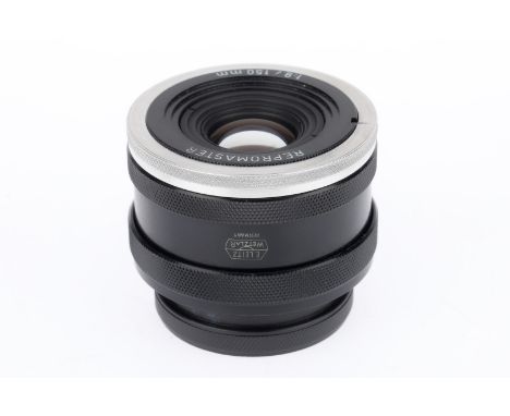 A Leitz Wetzlar Repromaster f/1.9 150mm Lens black, body G, optics F with light dust and haze.