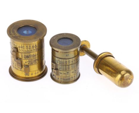 Two Watkins Brass Actinometer Exposure Meters comprising a Watkins Junior Exposure Meter, 1893-1902, using sensitive paper to