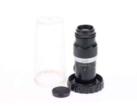 A Leitz Wetzlar Hektor f/4.5 13.5cm (135mm) Lens 1938, black, serial no.440858, body G, maker's details and aperture scale he