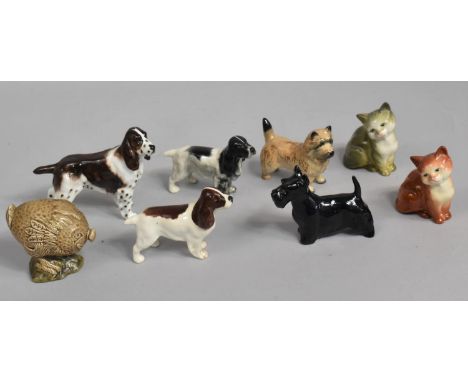 A Collection of Seven Beswick and Royal Doulton Dog and Cat Ornaments together with a Beneagles Empty Decanter 