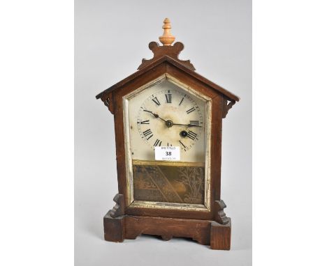 An Early 20th Century German Mantel Clock of Architectural Form, The Robin, by Union Clock Company, Replacement Finial, 35cms