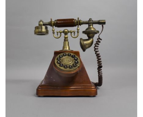 A Mid 20th Century Reproduction Vintage Style Telephone with Push Button Numerals, 27cms High 