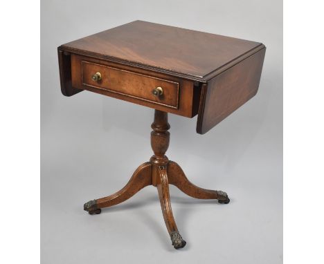 A Reproduction Mahogany Drop Leaf Sofa Table, Single Drawer matched by Dummy, 45cms Wide 