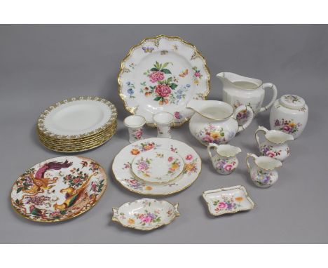A Collection of Royal Crown Derby, Derby Posies, to comprise Four jugs, Small Vase, Lidded Tea Caddy, Shaped Dishes, Shallow 