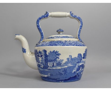 A Spode Italian Pattern Blue and White Tea Pot 