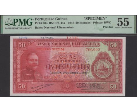 Banco Nacional Ultramarino, Portuguese Guinea, printers archival specimen 50 Escudos, 27 March 1947, serial number range 630,