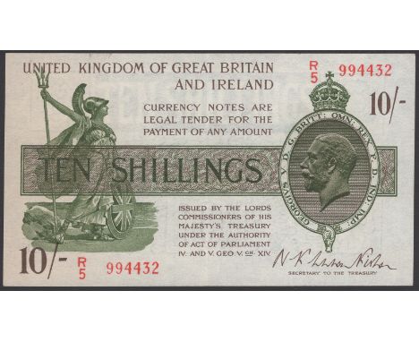 Treasury Series, Warren Fisher, 10 Shillings, 6 November 1922, serial number R/5 994432, toned at left, lightly pressed good 