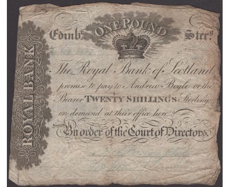 Royal Bank of Scotland, 20 Shillings or £1, 4 November 1822, serial number 620/237, two manuscript signatures, a presentable 