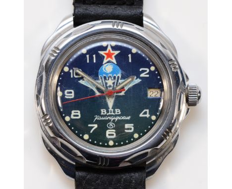 Vostok Komandirskie, a Russian stainless steel Paratroopers manual wind gentleman's wristwatch, 39mm.Working when catalogued