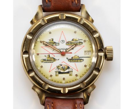 Vostok Komandirskie, a Russian stainless steel tank corps manual wind gentleman's wristwatch, 39mm.Working when catalogued