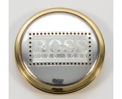 Hugo Boss, a 925 silver and gilt, scent compact, 42mm, with scent pad, 21g