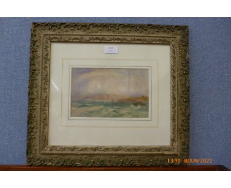 A.J. Warne Brown, Rainbow over Seascape, watercolour, framed 